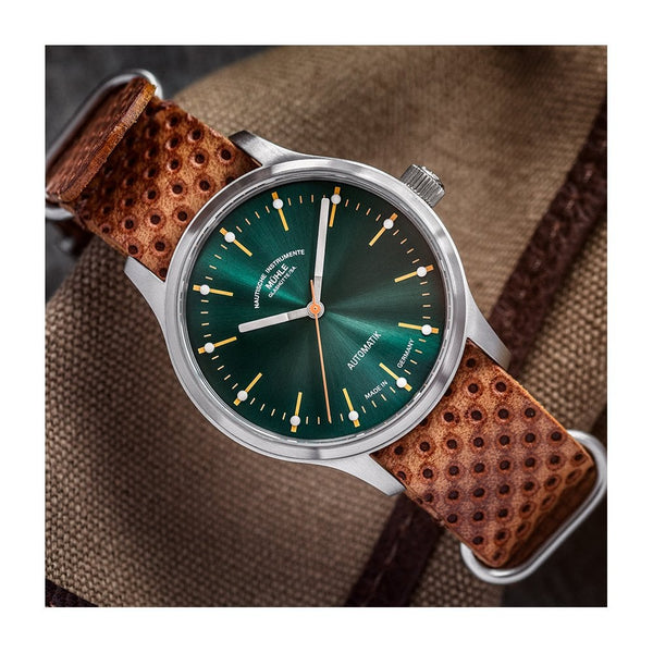Mühle Glashütte Men's Panova Green 40mm Embossed Leather NATO Strap Watch