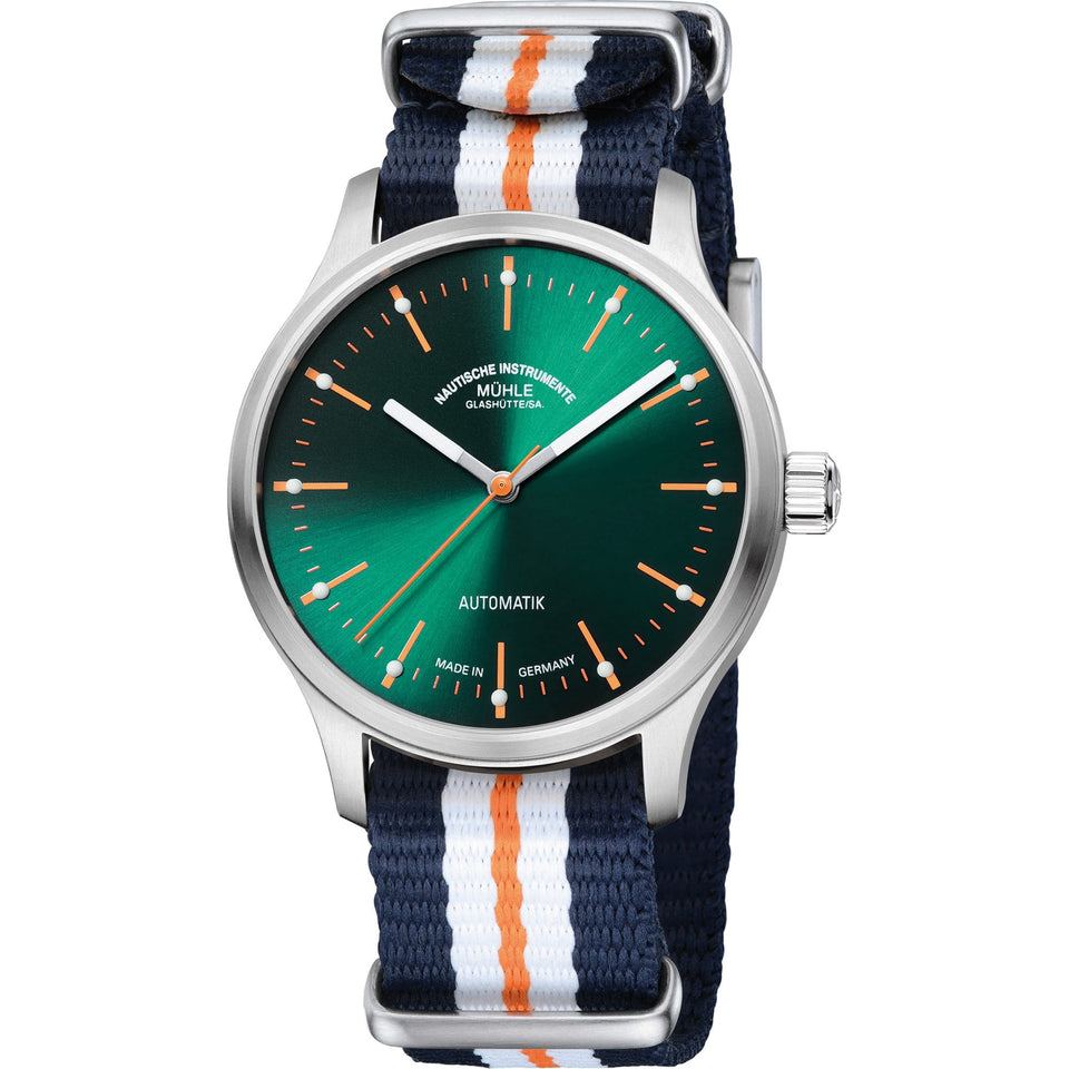 Mühle Glashütte Men's Panova Green Nato Strap 40mm Automatic Watch