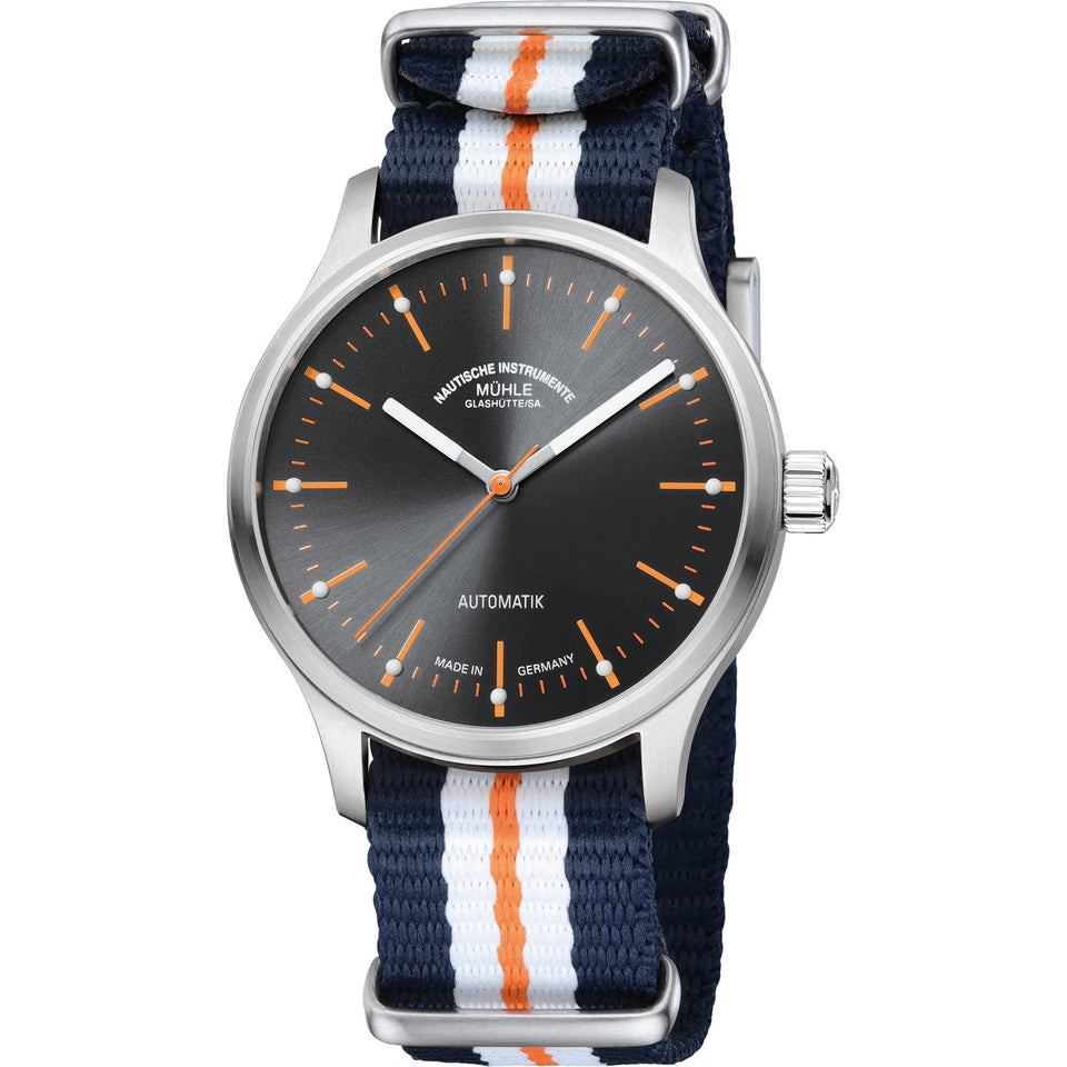 Mühle Glashütte Men's Panova Grey Nato Strap 40mm Automatic Watch