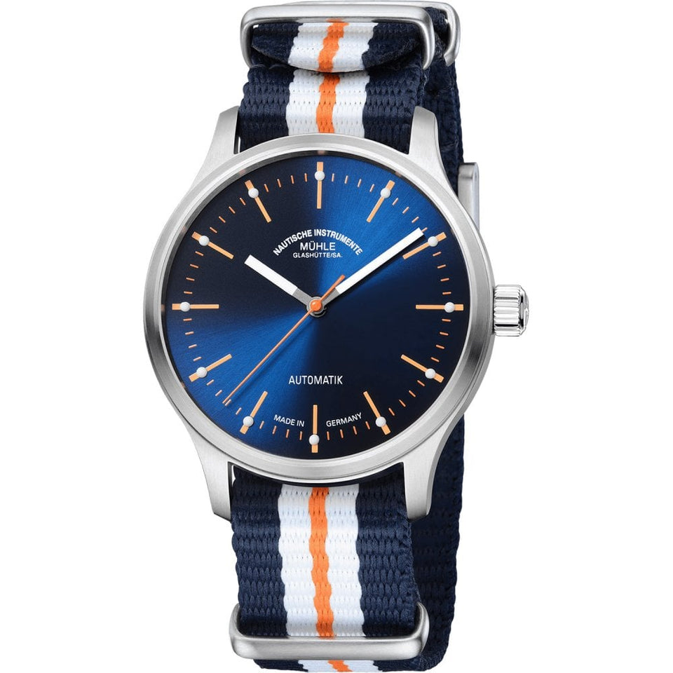 Mühle Glashütte Men's Panova Nato Strap Blue 40mm Watch