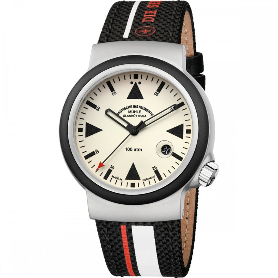 Mühle Glashütte Men's S.A.R. Rescue Timer LUMEN Textile Strap Watch
