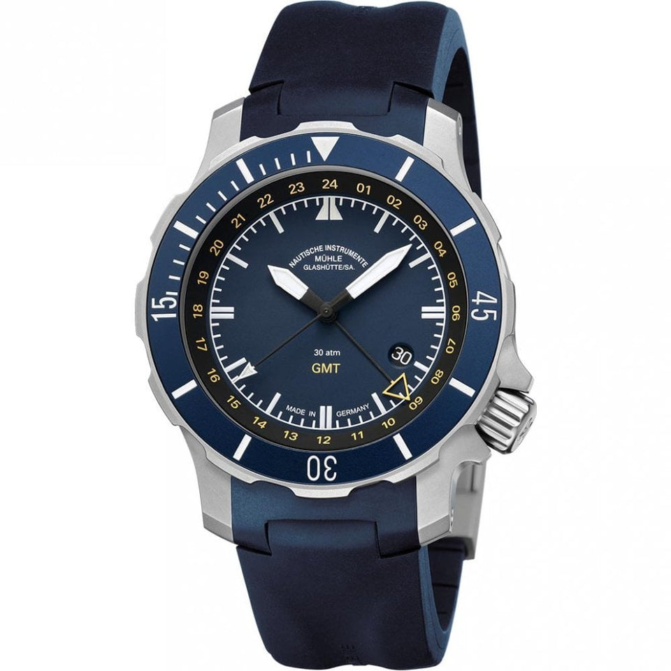Mühle Glashütte Seebataillon GMT Men's Blue Strap Diver's Watch