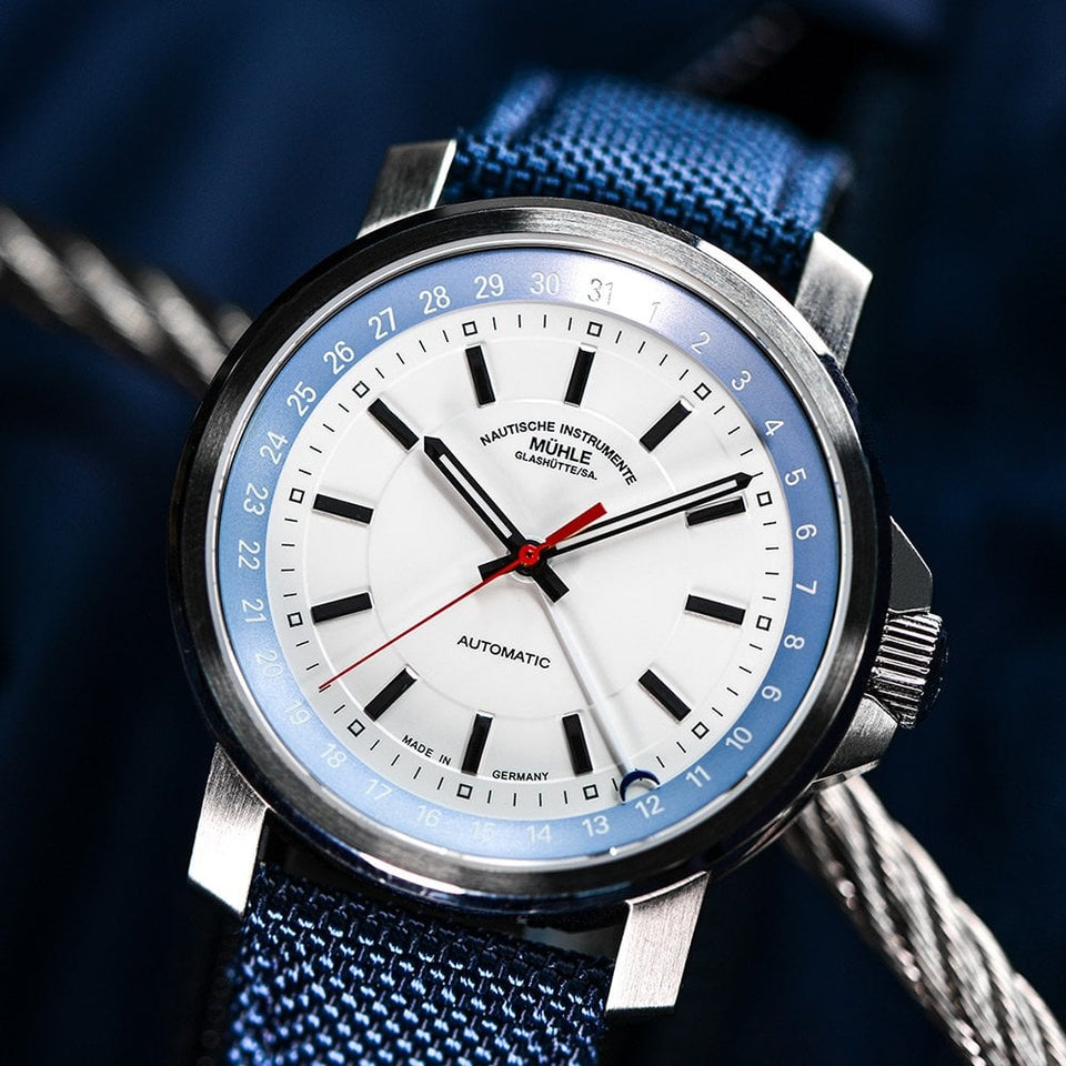 Mühle Glashütte Men's 29er Pointer Date Blue Textile Strap Watch