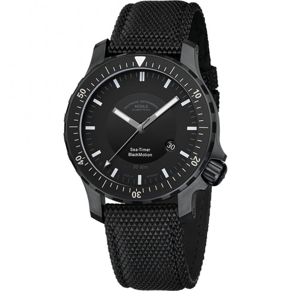 Mühle Glashütte Men's Sea-Timer Blackmotion Textile Strap Diver's Watch