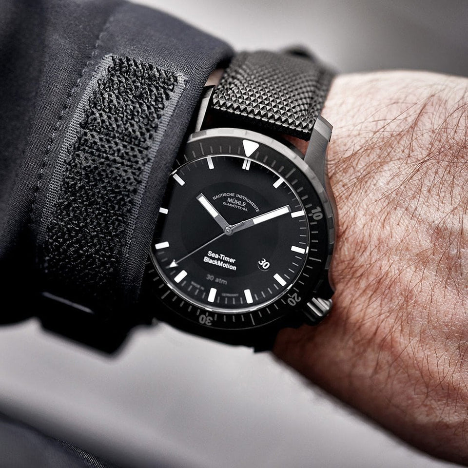 Mühle Glashütte Men's Sea-Timer Blackmotion Textile Strap Diver's Watch