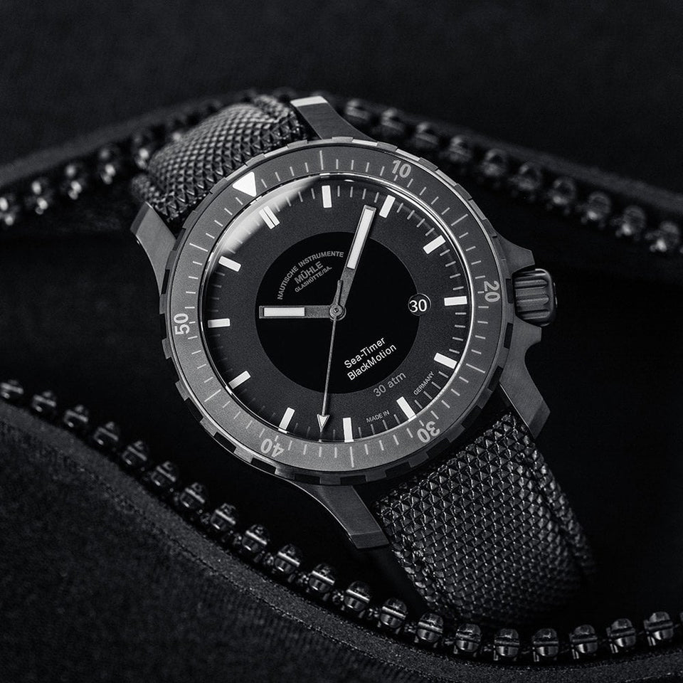 Mühle Glashütte Men's Sea-Timer Blackmotion Textile Strap Diver's Watch