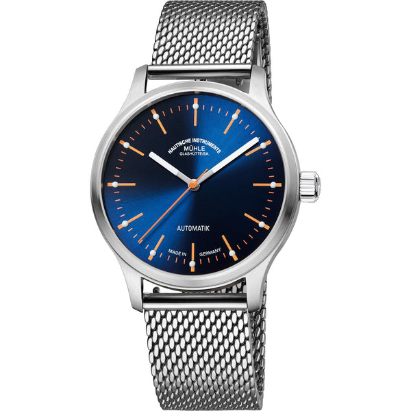 Mühle Glashütte Panova Blue 40mm Automatic Milanese Strap Watch