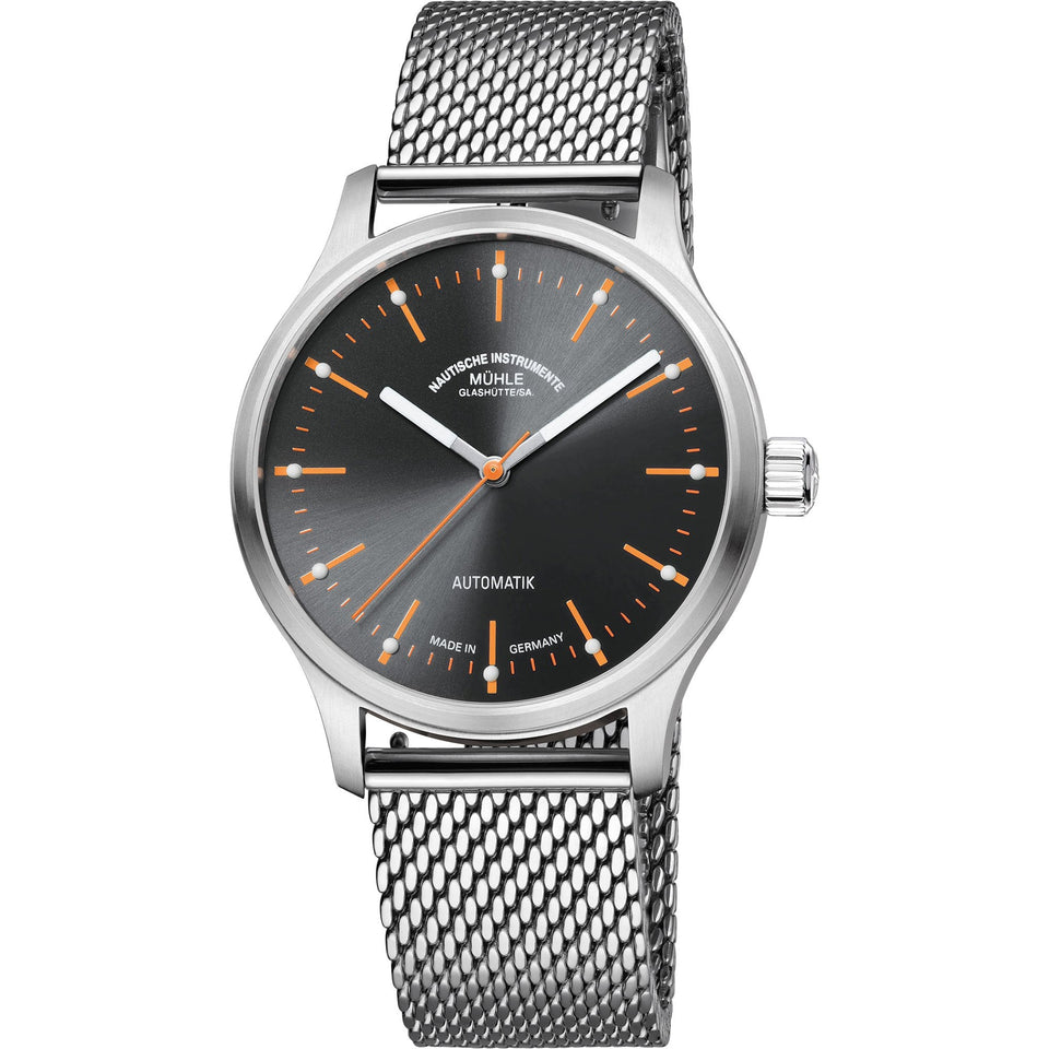 Mühle Glashütte Panova Grey 40mm Automatic Milanese Strap Watch