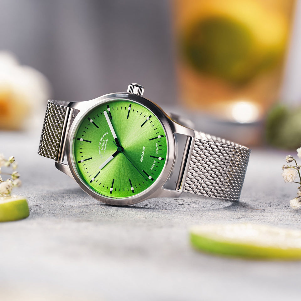 Mühle Glashütte Panova Lime 40mm Milanese Strap Automatic Watch