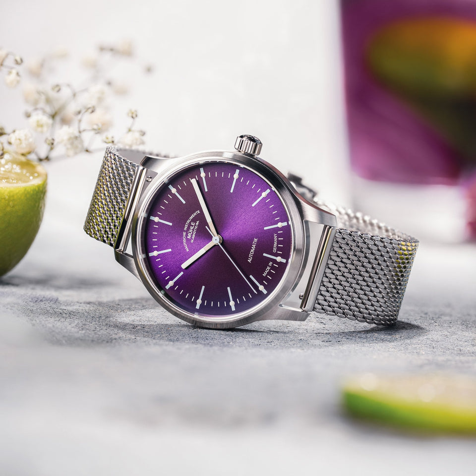 Mühle Glashütte Panova Violet 40mm Milanese Strap Automatic Watch