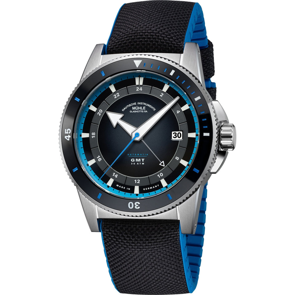 Mühle Glashütte Sportivo Travel GMT Black Dial 42.5mm Automatic Watch