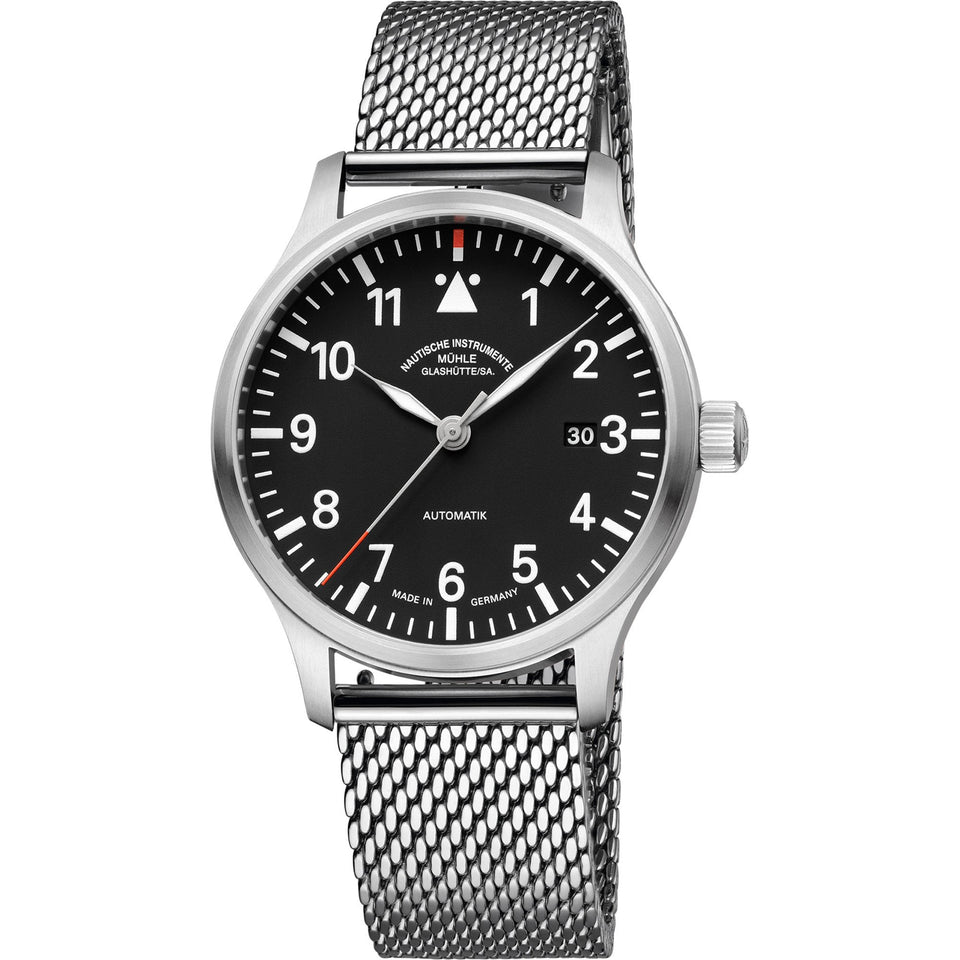 Mühle Glashütte Terrasport II Automatic Black Dial Milanese Strap 40mm Watch