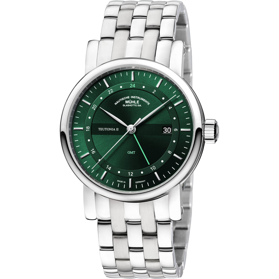 Mühle Glashütte Teutonia II GMT 41mm Automatic Green Dial Watch