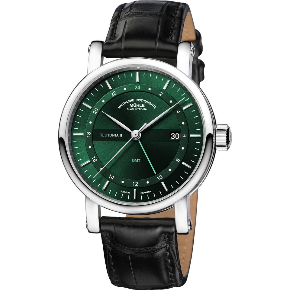 Mühle Glashütte Teutonia II GMT Green Dial 41mm Automatic Watch