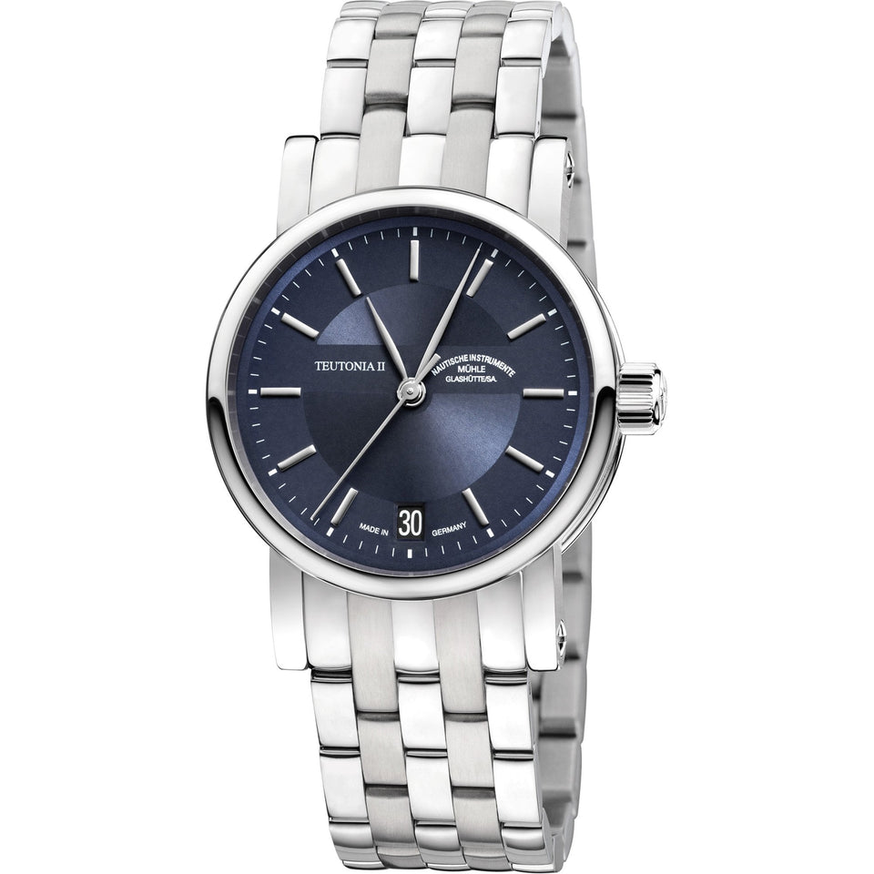 Mühle Glashütte Teutonia II Medium 34mm Automatic Blue Dial Watch