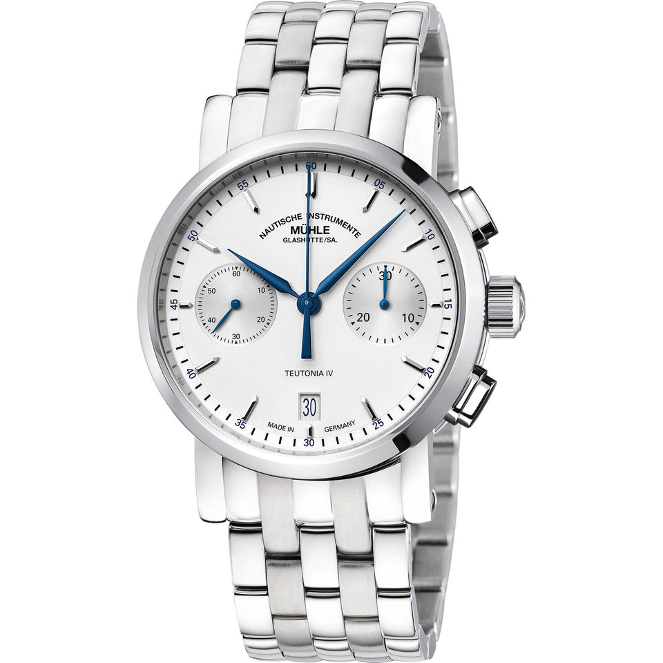 Mühle Glashütte Teutonia IV Chronograph 39mm White Dial Watch