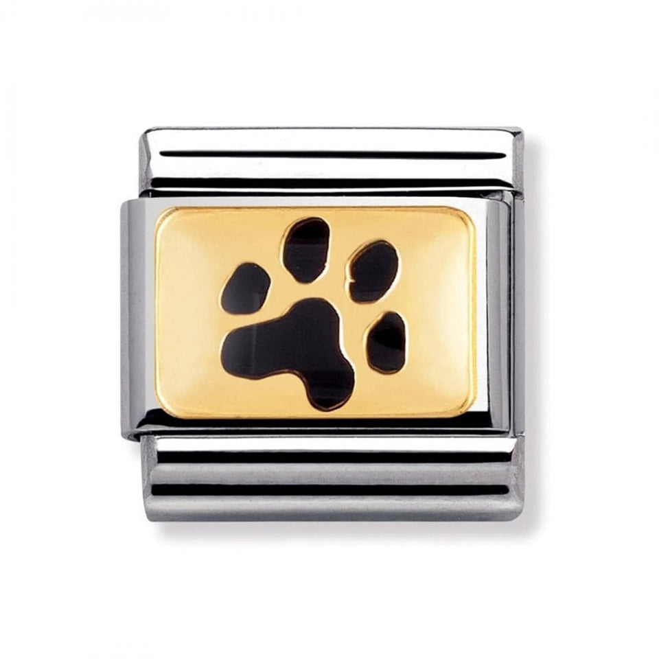 Nomination CLASSIC Gold Black Enamel Paw Print Charm