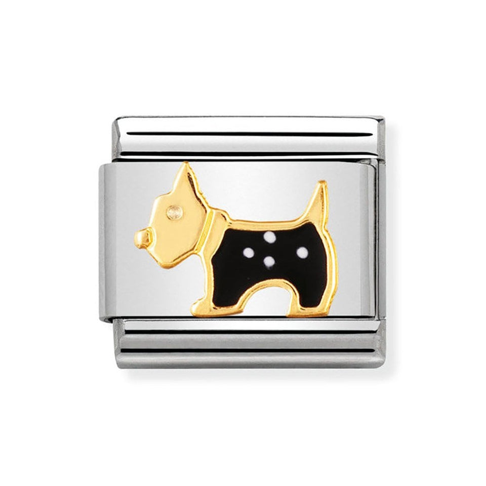 Nomination CLASSIC Gold Black Enamel Terrier Charm