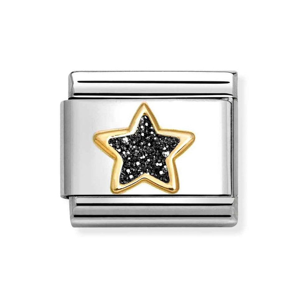 Nomination CLASSIC Gold Black Glitter Star Charm