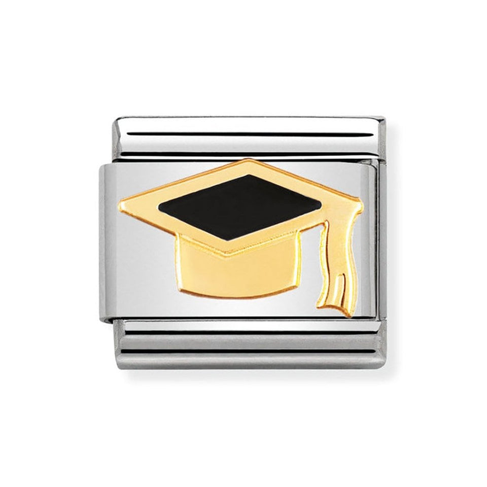 Nomination CLASSIC Gold Black Graduation Hat Charm