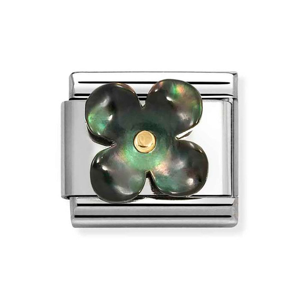 Nomination CLASSIC Gold Black Mother of Pearl Flower Charm
