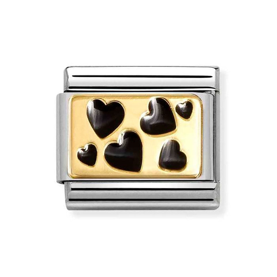 Nomination CLASSIC Gold Black Scattered Hearts Charm
