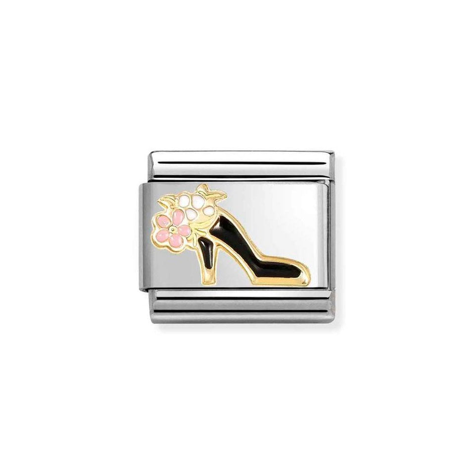 Nomination CLASSIC Gold Black Shoe with Flower Charm