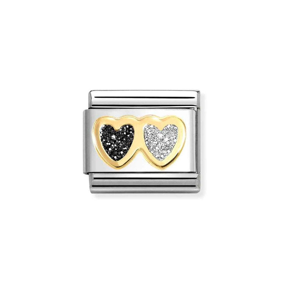 Nomination CLASSIC Gold Black & Silver Double Glitter Charm