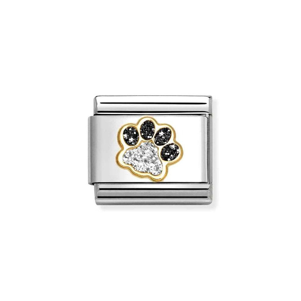 Nomination CLASSIC Gold Black & Silver Paw Print Charm