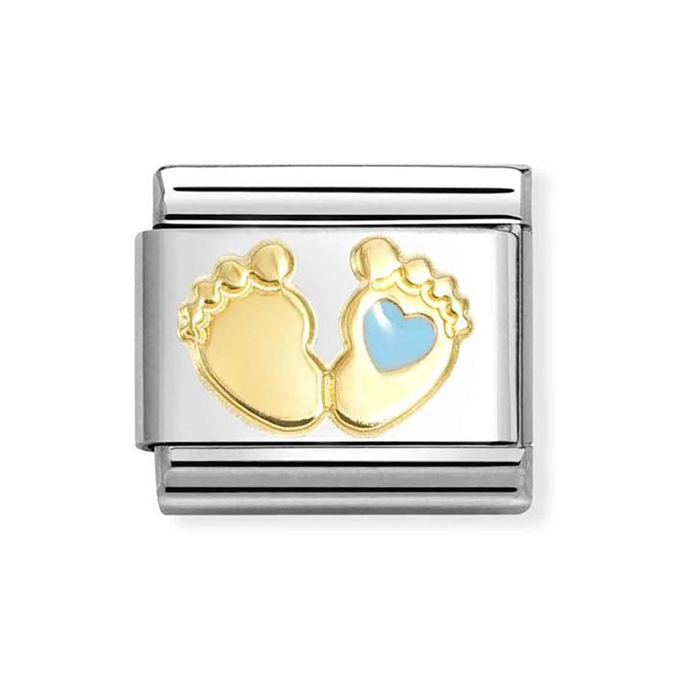 Nomination CLASSIC Gold Blue Baby Feet Charm