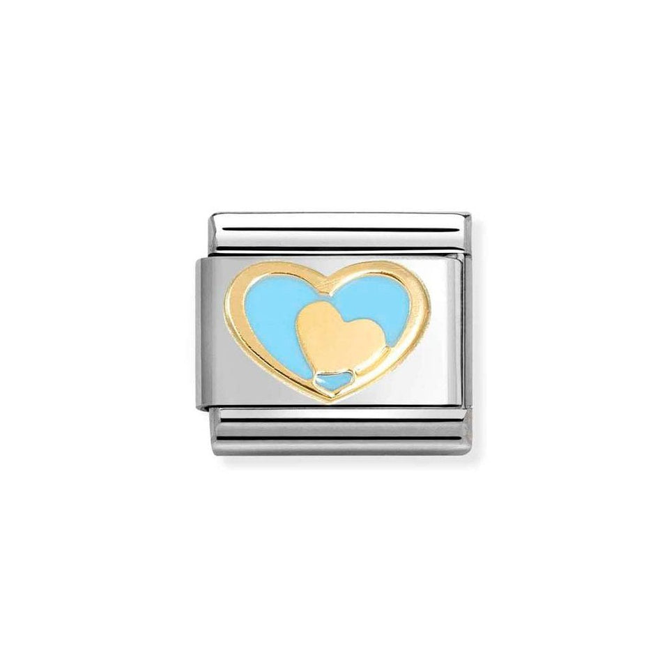 Nomination CLASSIC Gold Blue Heart Gold Heart Charm