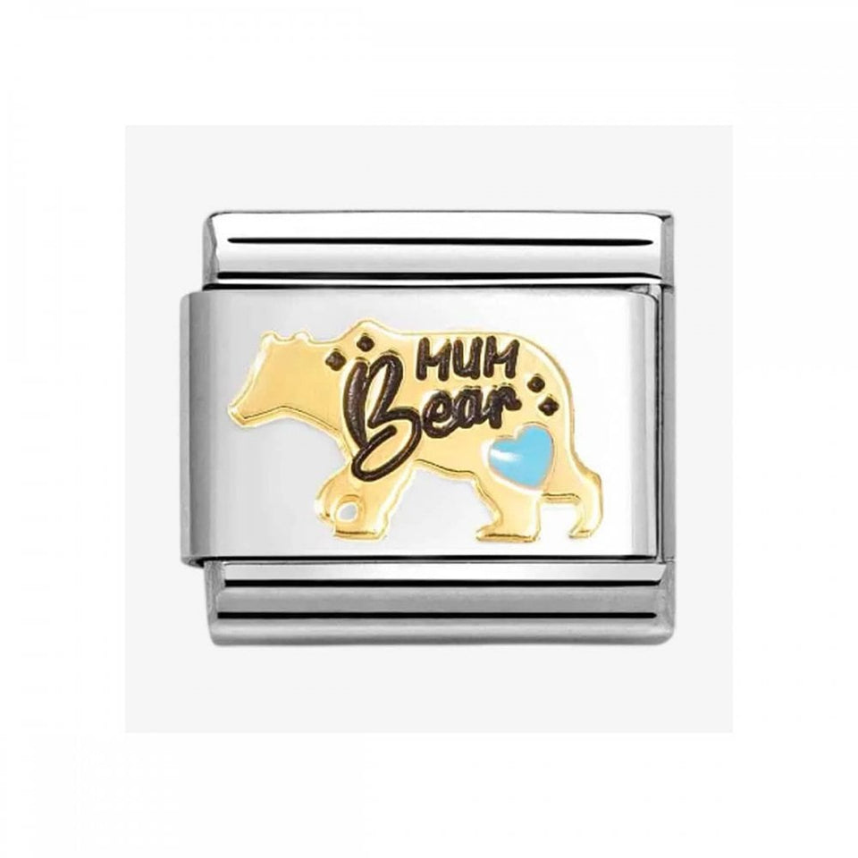 Nomination CLASSIC Gold Blue Heart Mum Bear Charm