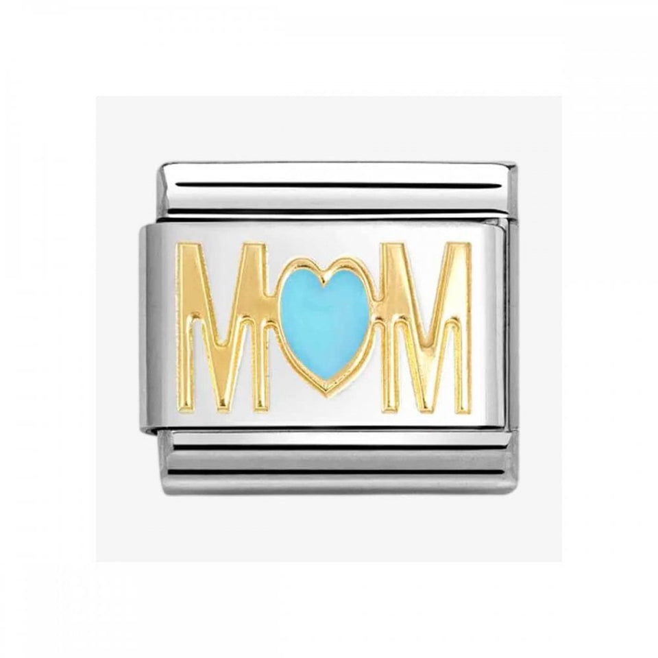 Nomination CLASSIC Gold Blue Mom Heart Charm