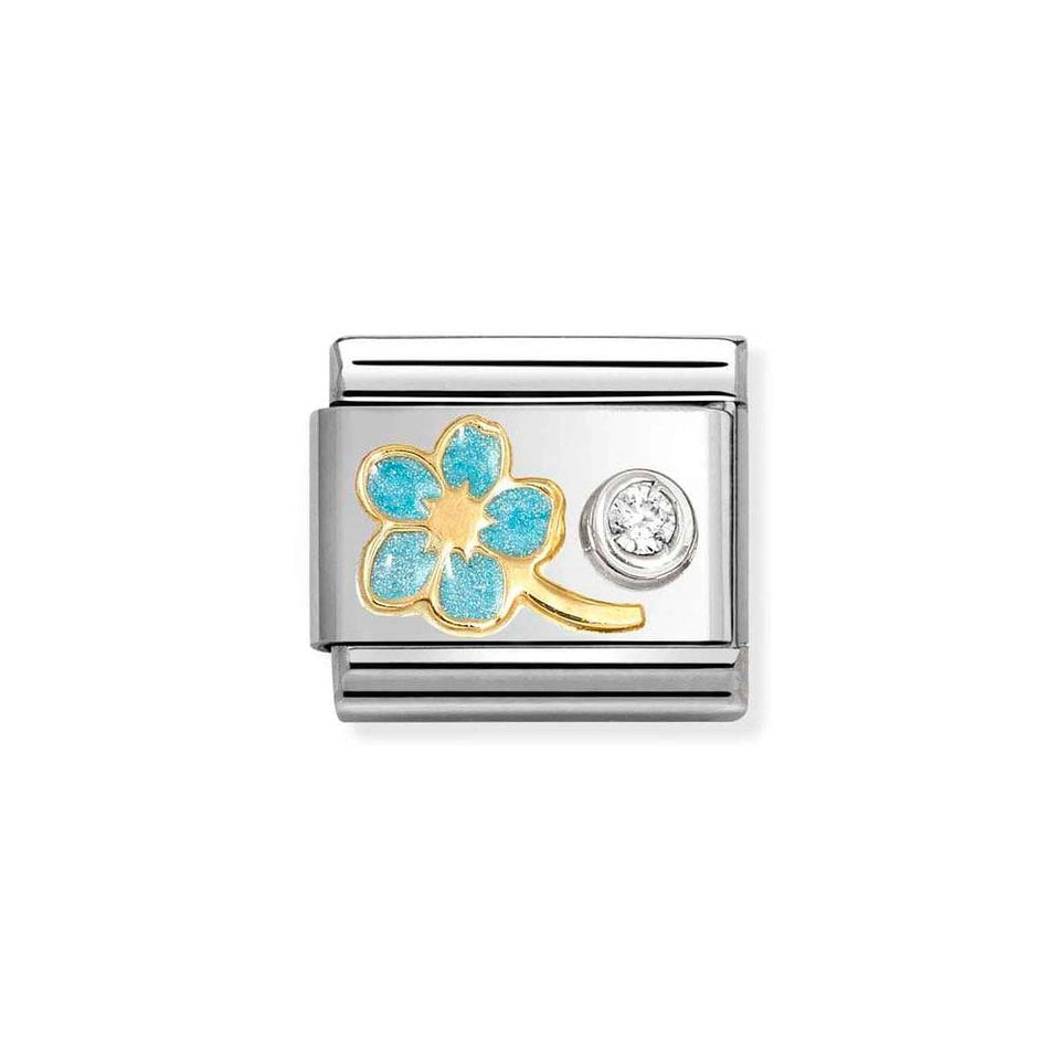 Nomination CLASSIC Gold Blue Myosotis Charm