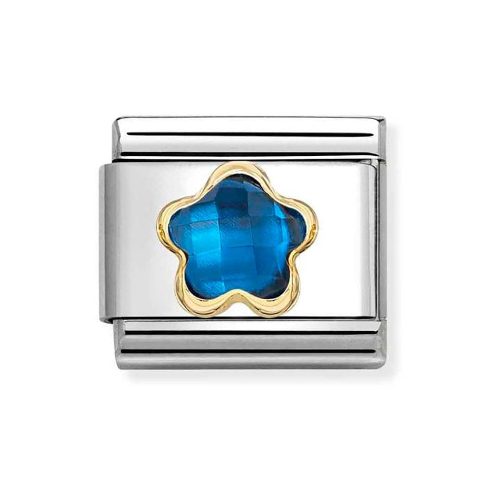 Nomination CLASSIC Gold Blue Stone Set Flower Charm