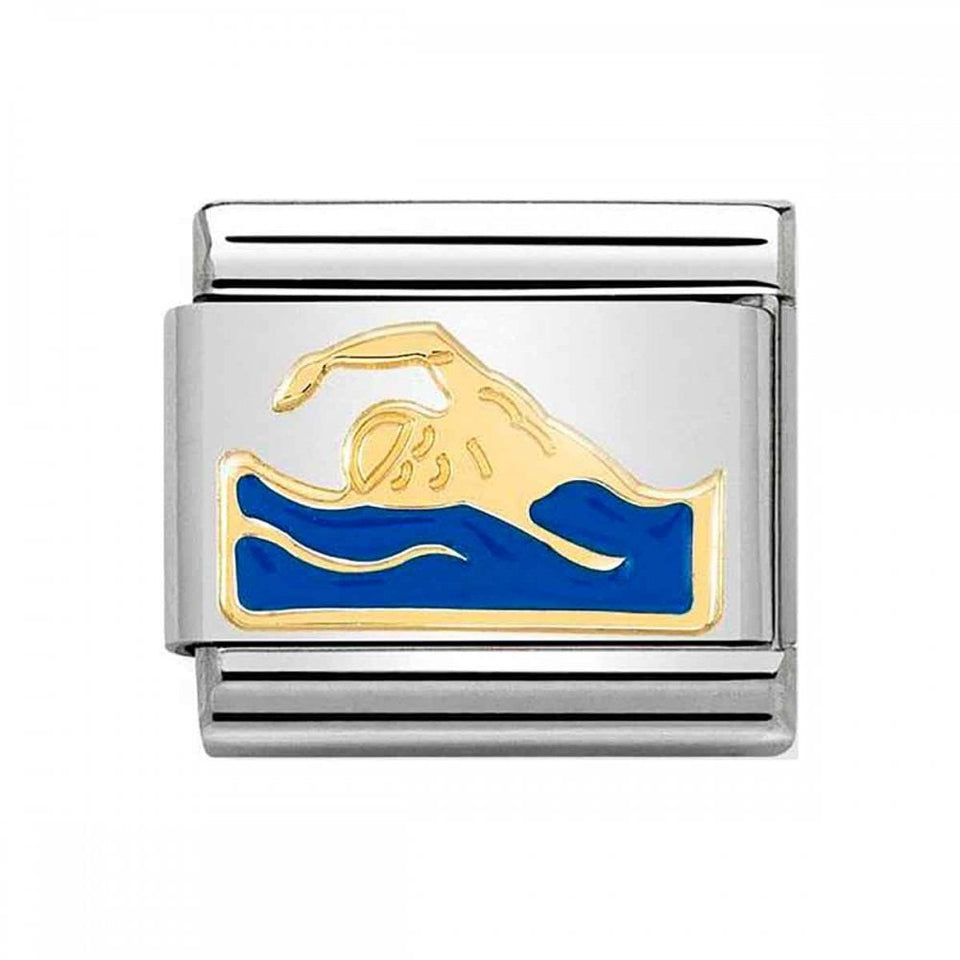 Nomination CLASSIC Gold Blue Swimmer Charm