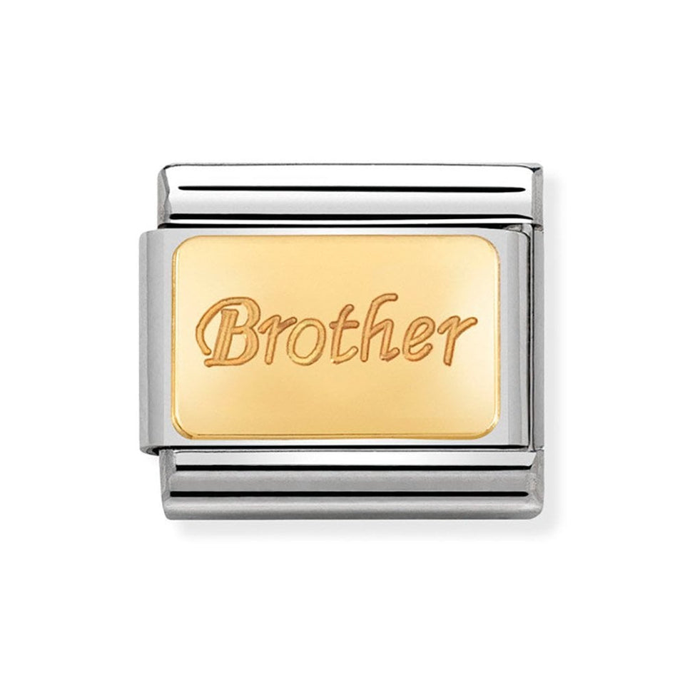 Nomination CLASSIC Gold 'BROTHER' Script Charm