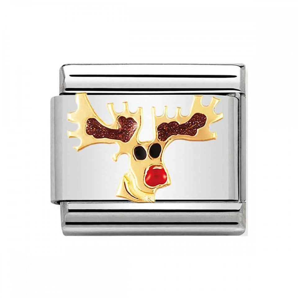 Nomination CLASSIC Gold Christmas Reindeer Charm