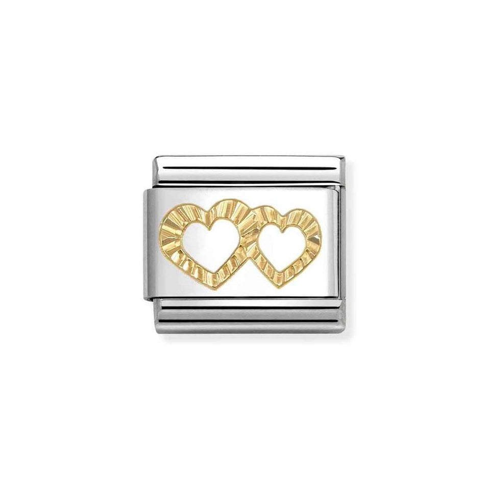Nomination CLASSIC Gold Diamond Double Heart's Charm