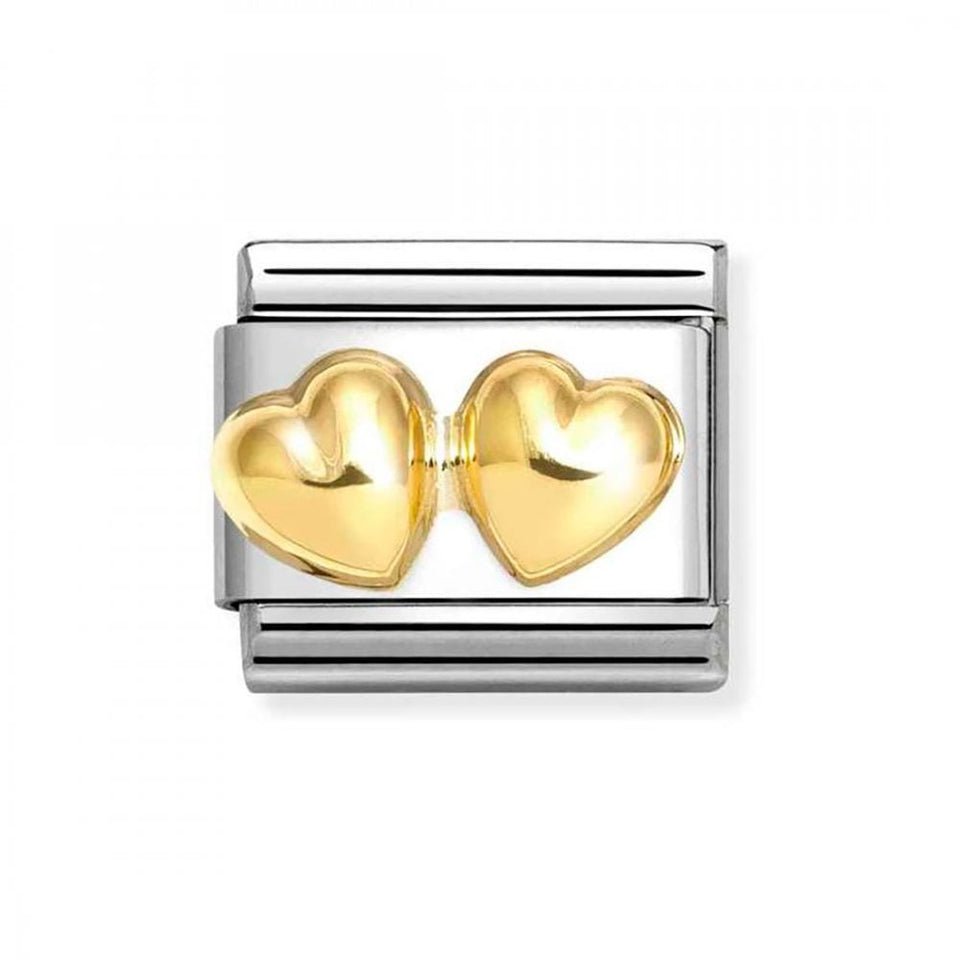 Nomination CLASSIC Gold Double Raised Hearts