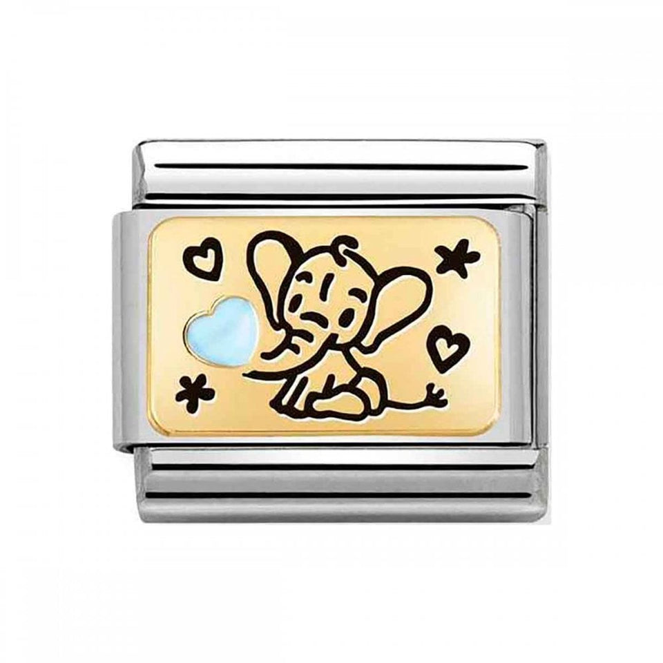 Nomination CLASSIC Gold Elephant Blue Heart Charm