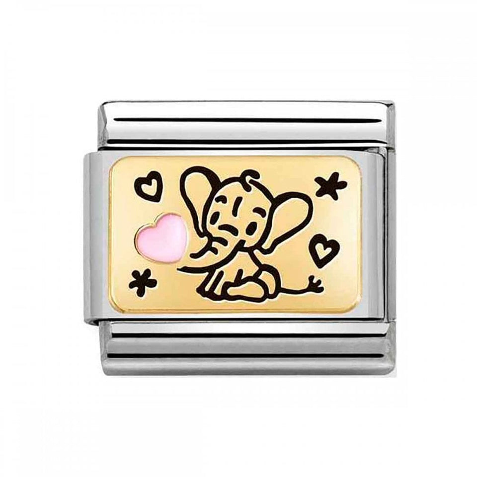 Nomination CLASSIC Gold Elephant Pink Heart Charm