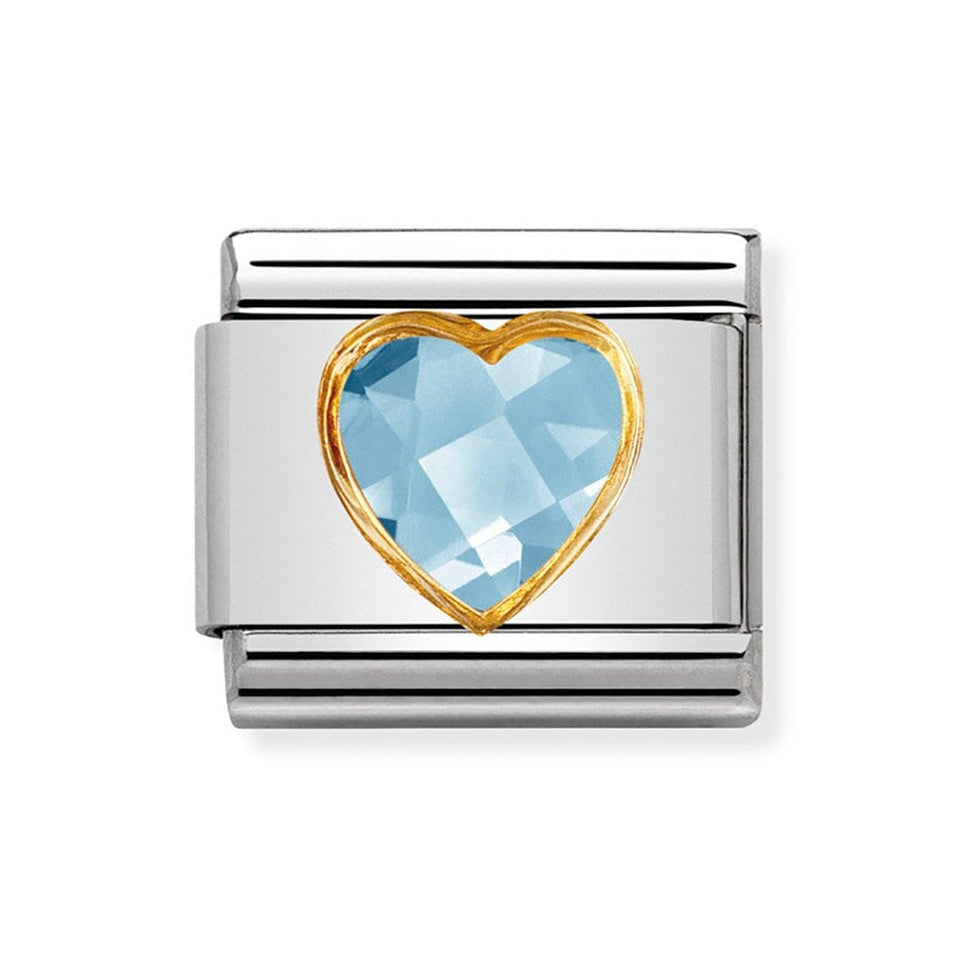 Nomination CLASSIC Gold Faceted Blue Heart Charm