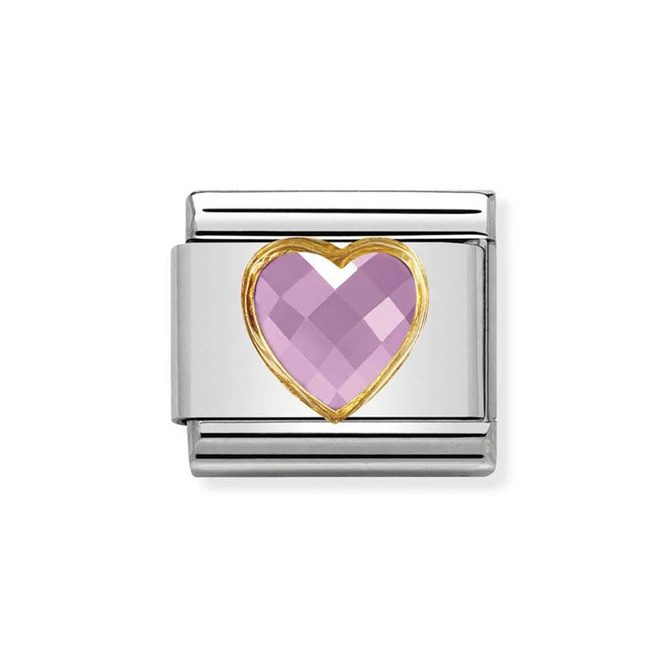 Nomination CLASSIC Gold Faceted Pink Heart Charm