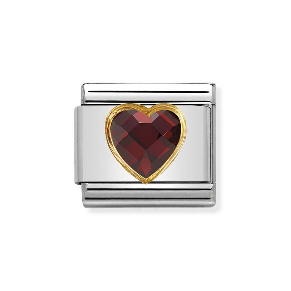 Nomination CLASSIC Gold Faceted Red Heart Charm