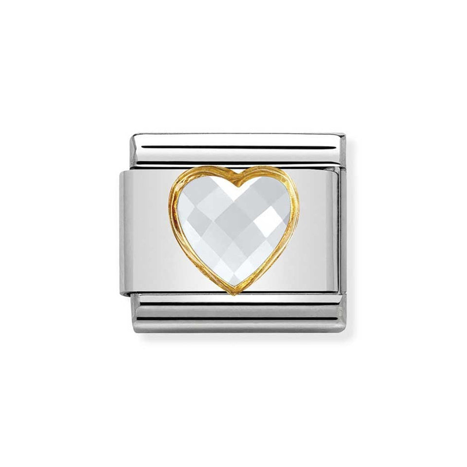 Nomination CLASSIC Gold Faceted White Heart Charm