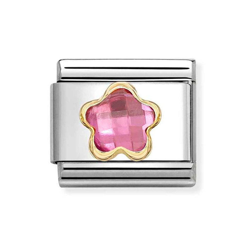 Nomination CLASSIC Gold Stone Set Pink Flower Charm