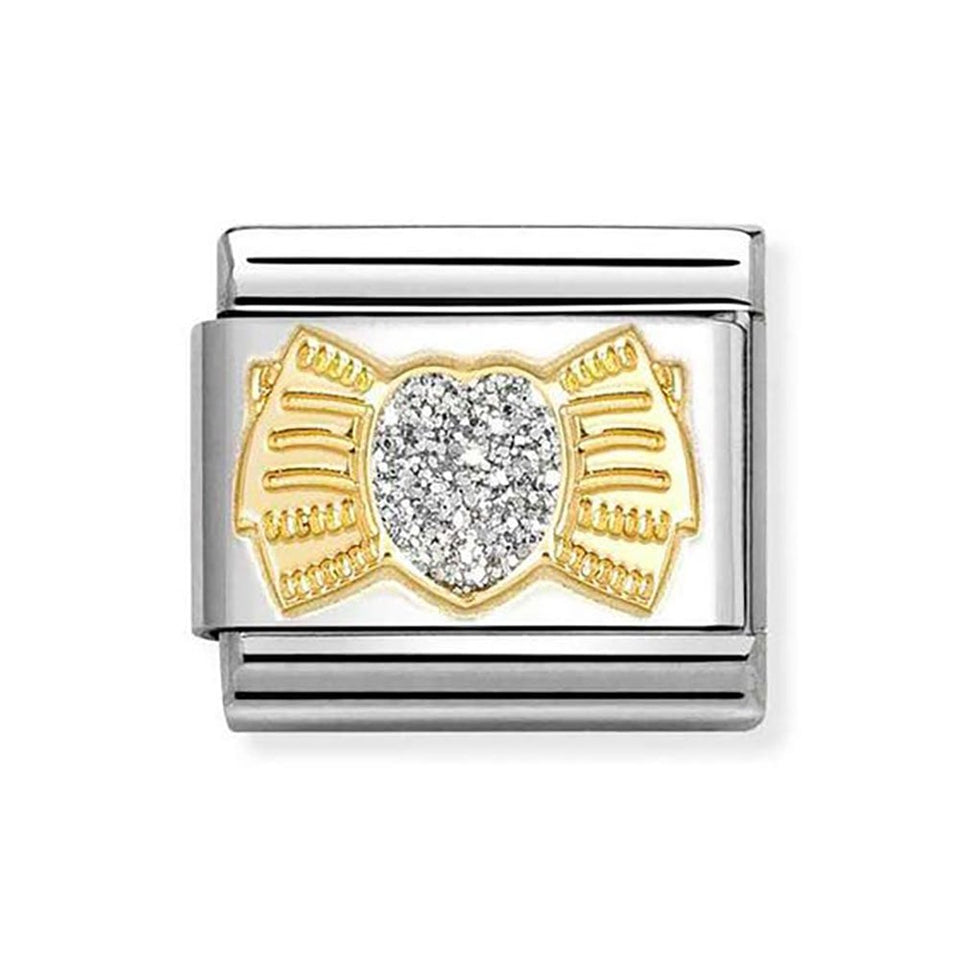 Nomination CLASSIC Gold Glitter Heart Bow Charm