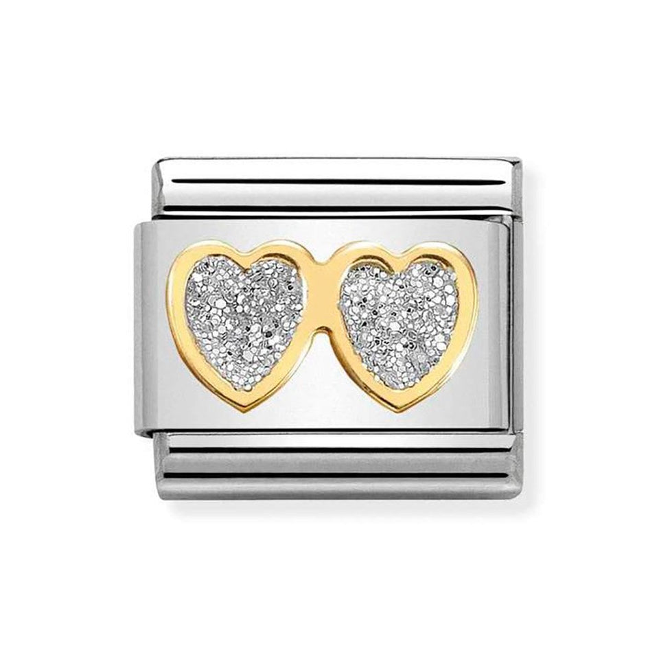 Nomination CLASSIC Gold Glitter Heart Double Charm