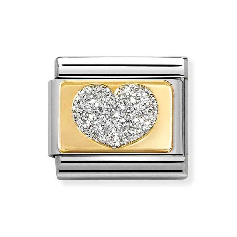 Nomination CLASSIC Gold Glitter Heart Plate Charm